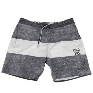 Volcom Stoneys Board Shorts sz 38 Men Cinch Fly Stripe Faded Black Inseam 8" 19"
